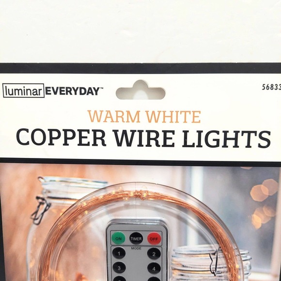 Copper Wire Lights Warm White 20.2 Ft 60 LED 8 Modes Home Yard School Office - Picture 7 of 7